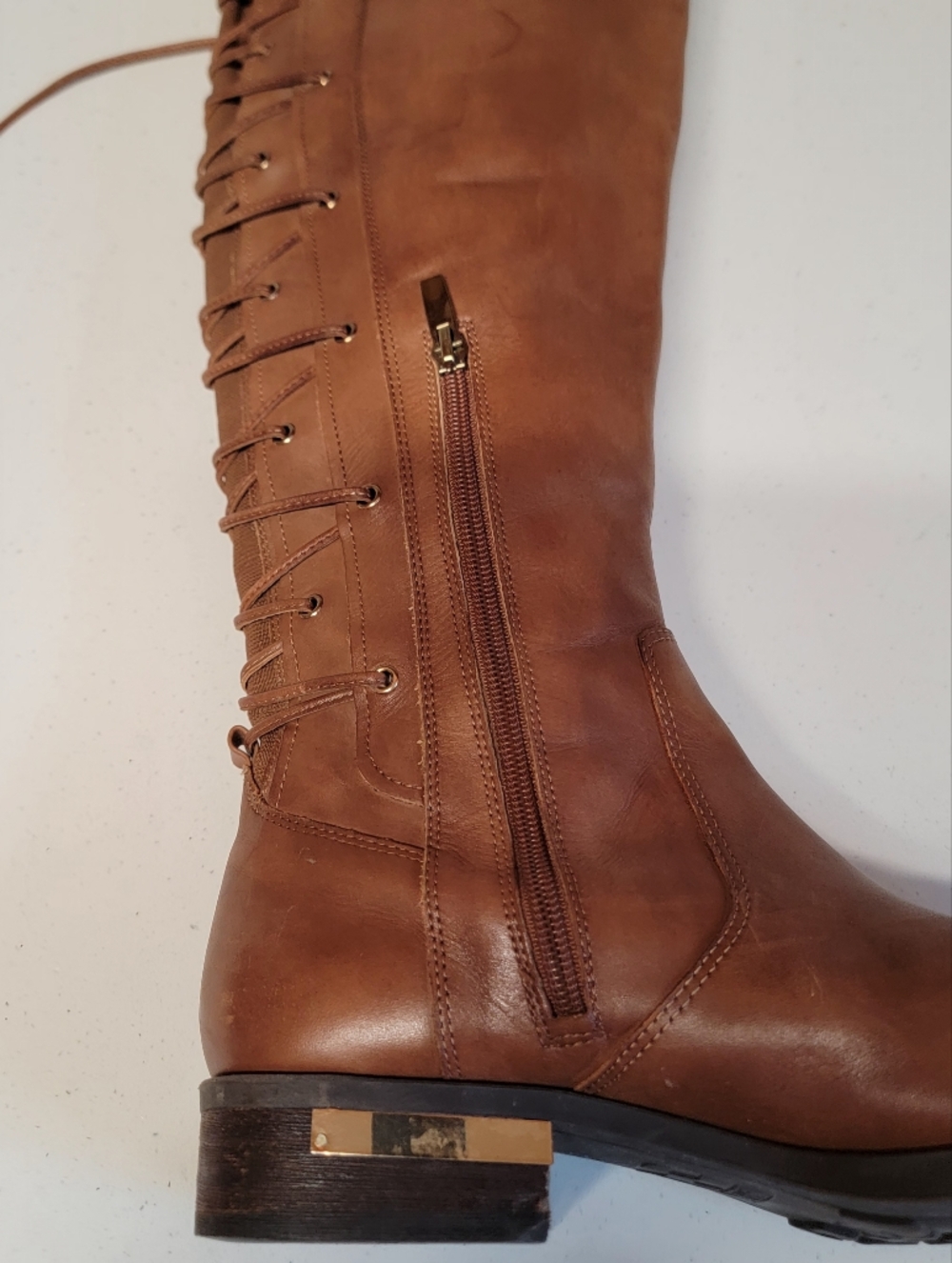 Vince Camuto Tall Leather Riding Boots - Cognac Brown - Picture 8 of 16